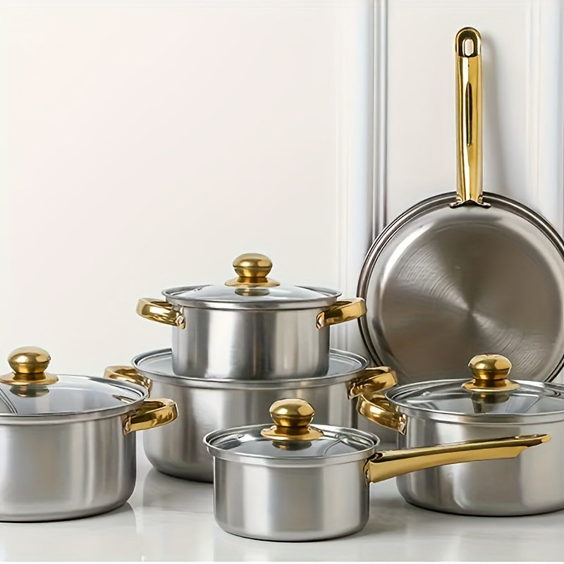 Set Pentole 12 Pezzi in Acciaio Inox .