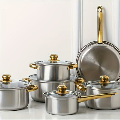 Set Pentole 12 Pezzi in Acciaio Inox .