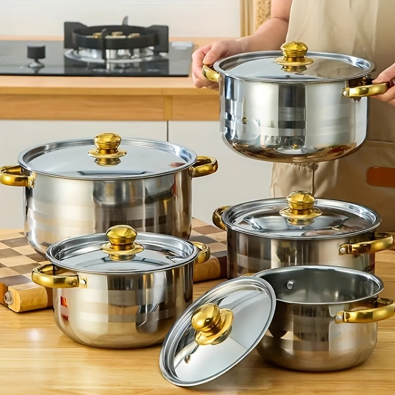 Set Pentole 12 Pezzi in Acciaio Inox .