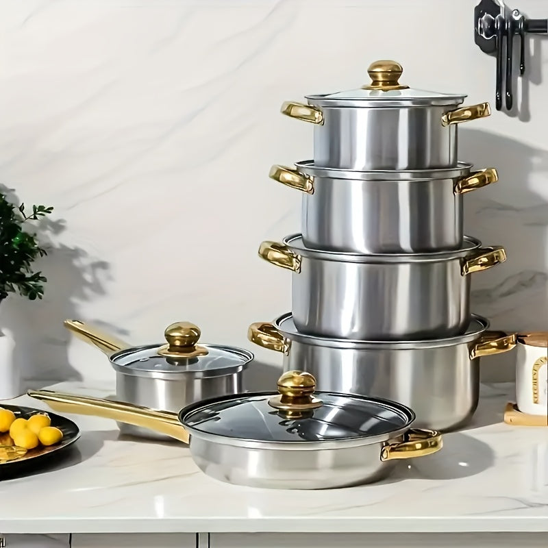 Set Pentole 12 Pezzi in Acciaio Inox .